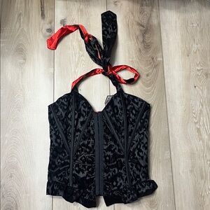 Living Dead Souls Halter Corset Black Red Size XL NEW
